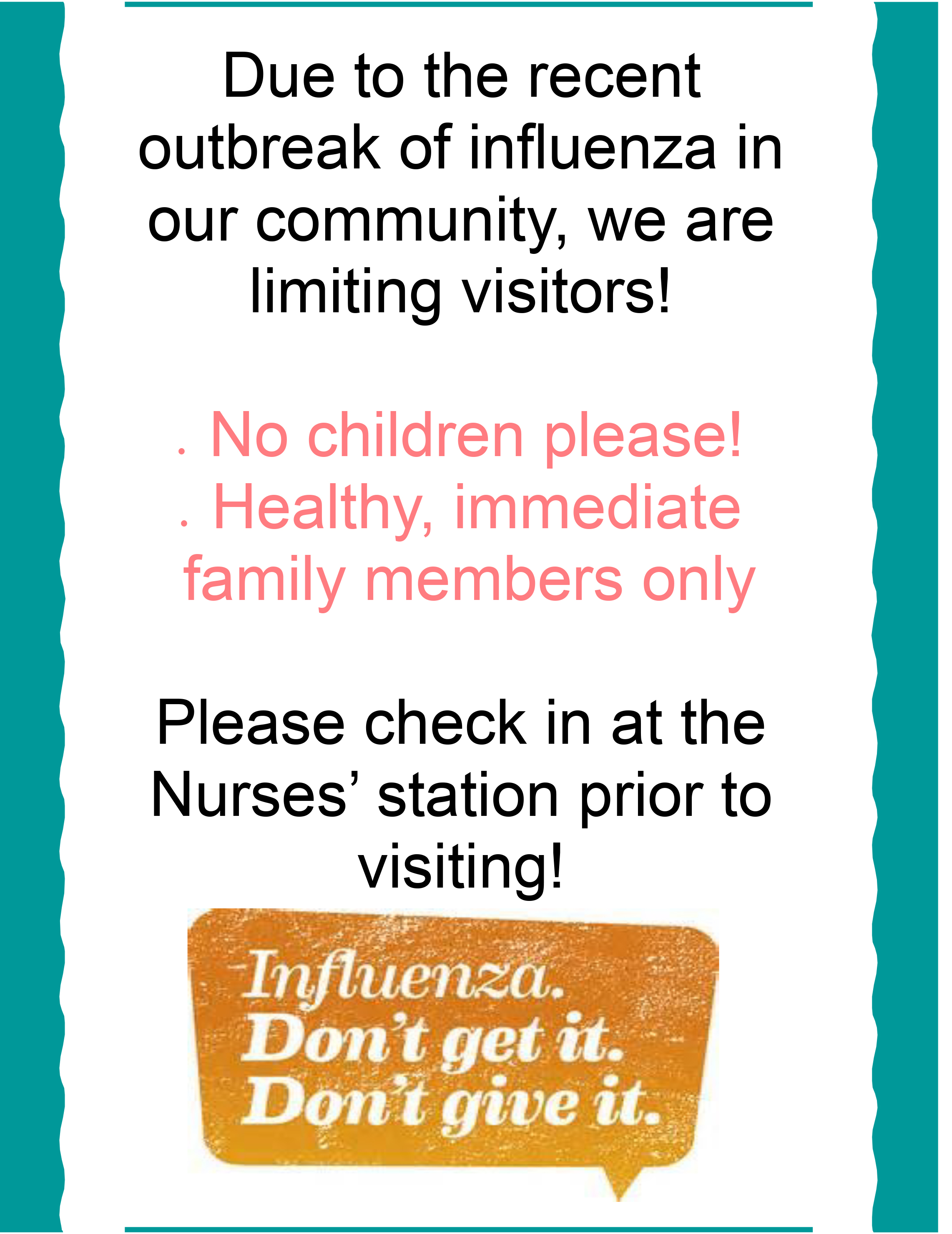 flu no visitors requested poster 2020